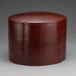 2008 欅朱漆木瓜形重箱　25.5×34.5×30.5