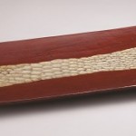 2014 朱漆銀塗分鎬紋足付皿　33×70×4.5