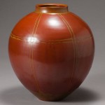 2015 赤柿釉花瓶　30x30x30