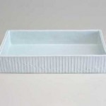 2003 白磁条紋波彫水盤 38.5×24×7